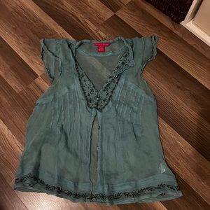 Vintage “Sunny Leigh” Blue Sheer Top